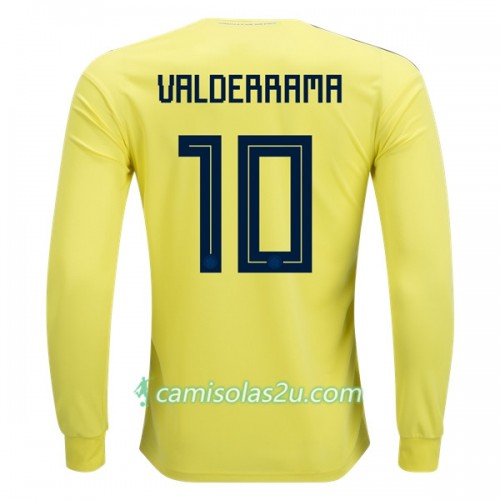 Camisolas de Futebol Colômbia Valderrama 10 Equipamento Principal Copa do Mundo 2018 Manga Comprida Camisolas de Futebol Colômbia Valderrama 10 Equipamento Principal Copa do Mundo 2018 Manga Comprida